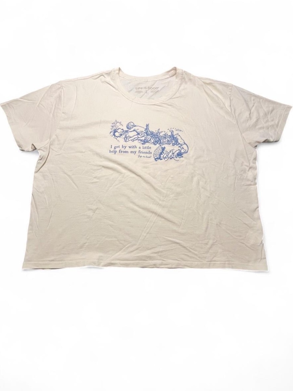 Life is Good Cream/Blue Alice in Wonderland graphic tee #aliceinwonderland, L